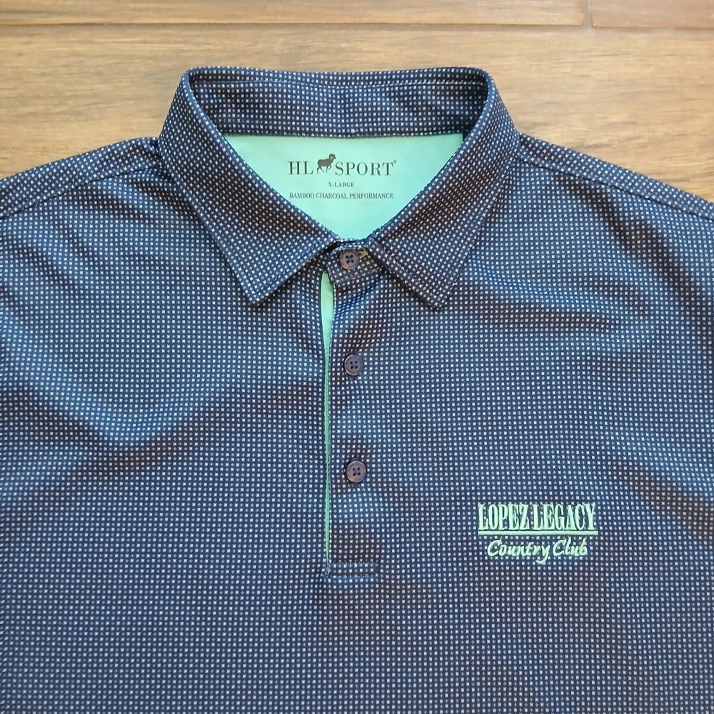 HL Sport Polo Mens Extra Large Navy Micro Dot Golf Bamboo Charcoal Lopez Legacy